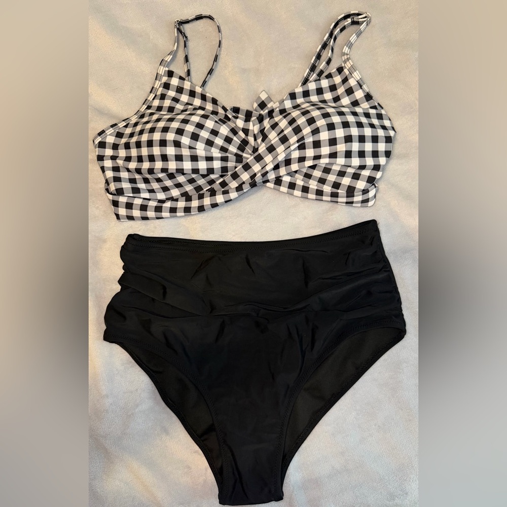 Black and White Checkered Bikini Set